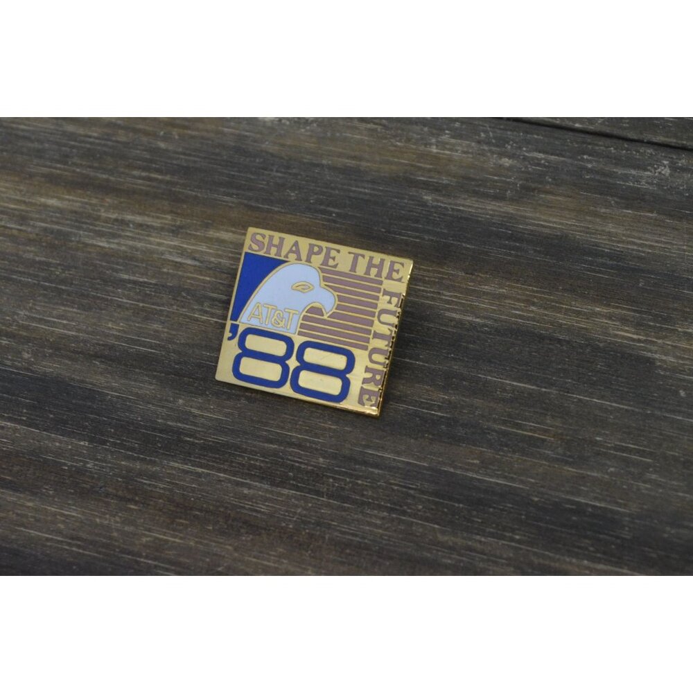 1988 AT&T Future Badge Pin Shape The Future Telephone Company Gold Tone Vintage